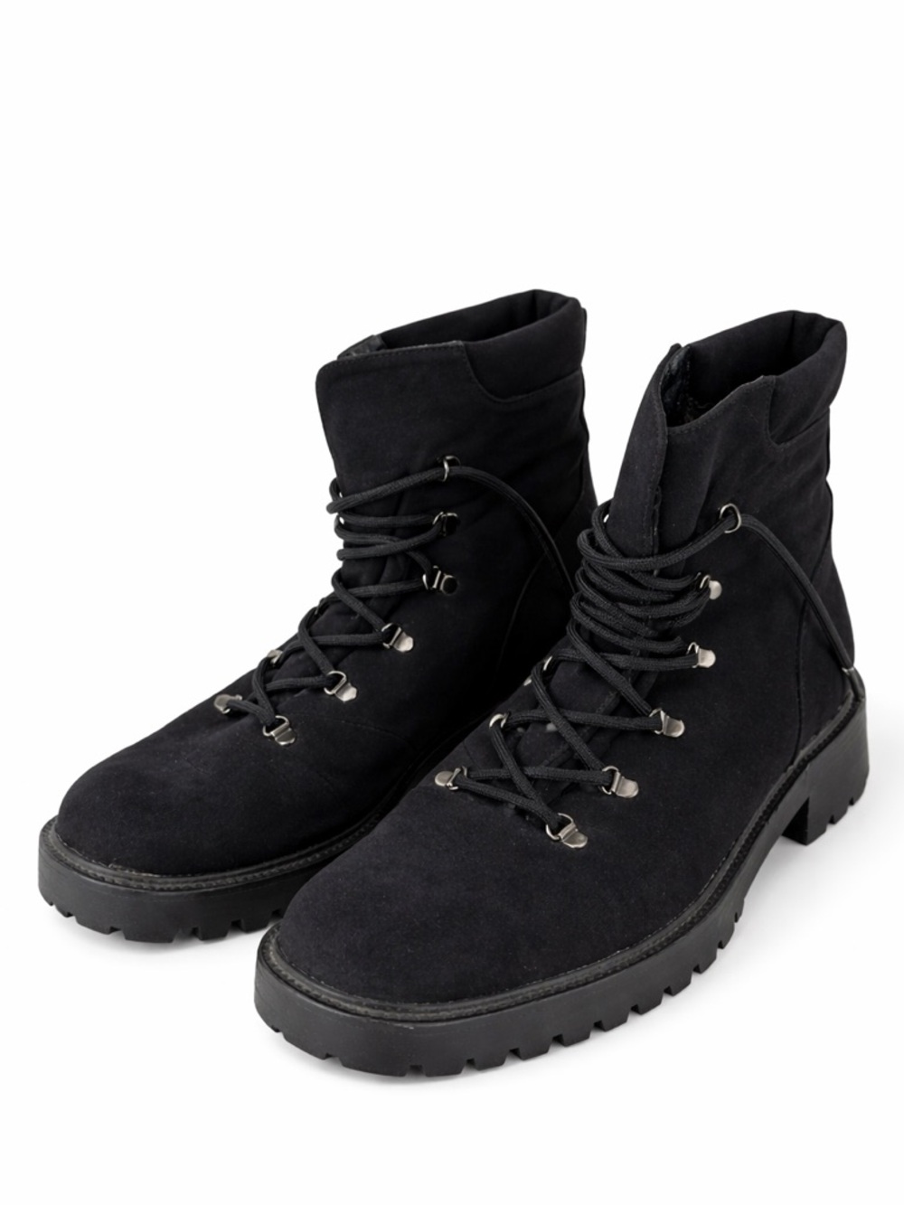 Stuart Weitzman Black Suede Lug Sole Combat Hiker Boots Women's 8.5